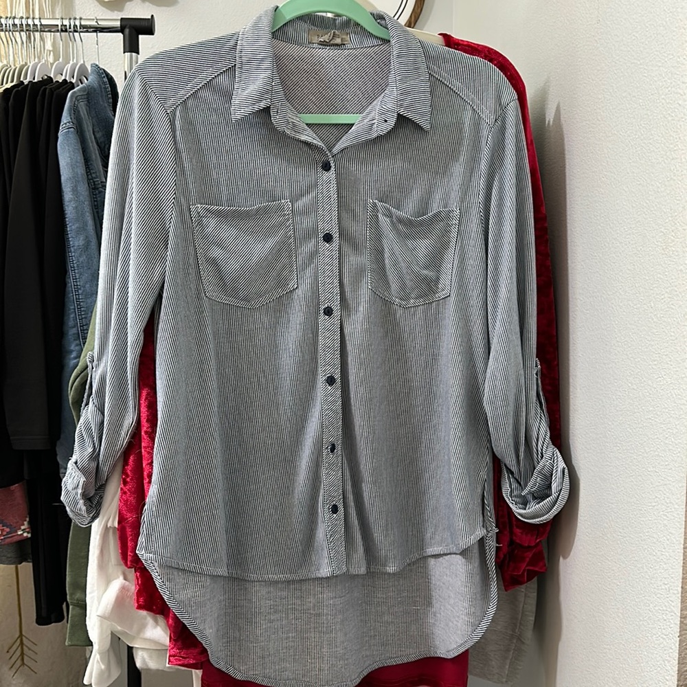 Light weight navy striped shirt